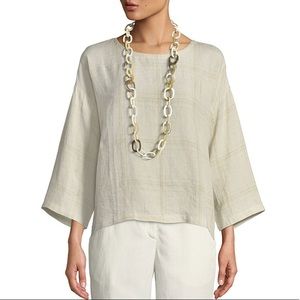 Eileen Fisher Multi-Plaid 100% Organic Linen